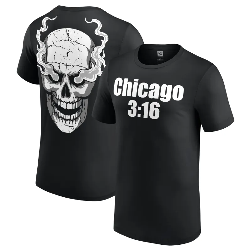 Men's Black "Stone Cold" Steve Austin Chicago 3:16 T-Shirt sold by WWE