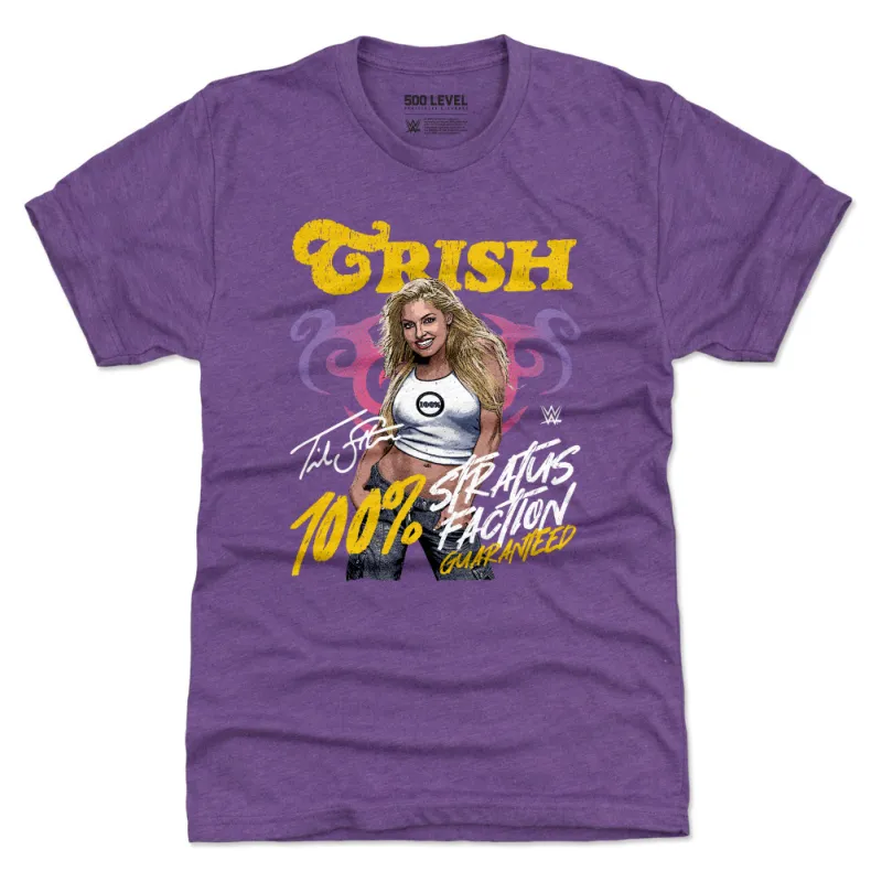 Men's 500 Level  Heather Purple Trish Stratus Stratusfaction Premium Tri-Blend T-Shirt sold by WWE
