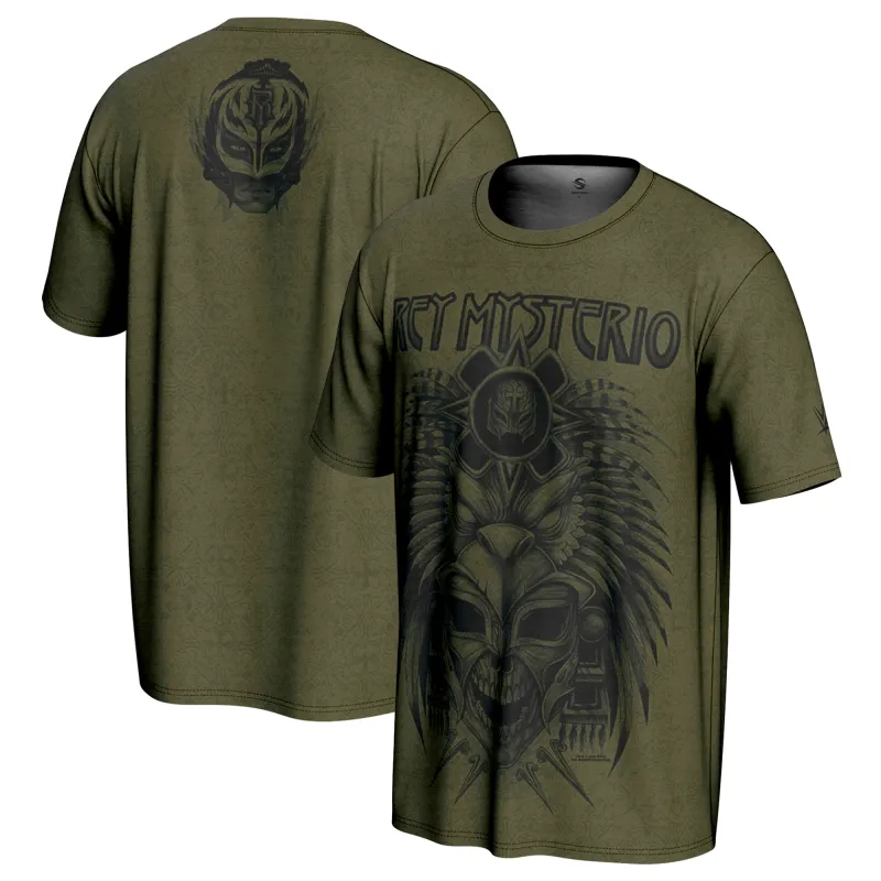 Men's ProSphere Olive Rey Mysterio Skull T-Shirt made by WWE