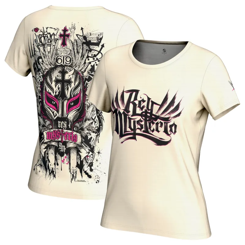 Women's ProSphere Tan Rey Mysterio Graffiti Mask T-Shirt sold by WWE