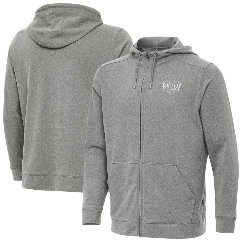 Men's Antigua Heather Gray Rhea Ripley Effortless Full-Zip Hoodie sold by WWE