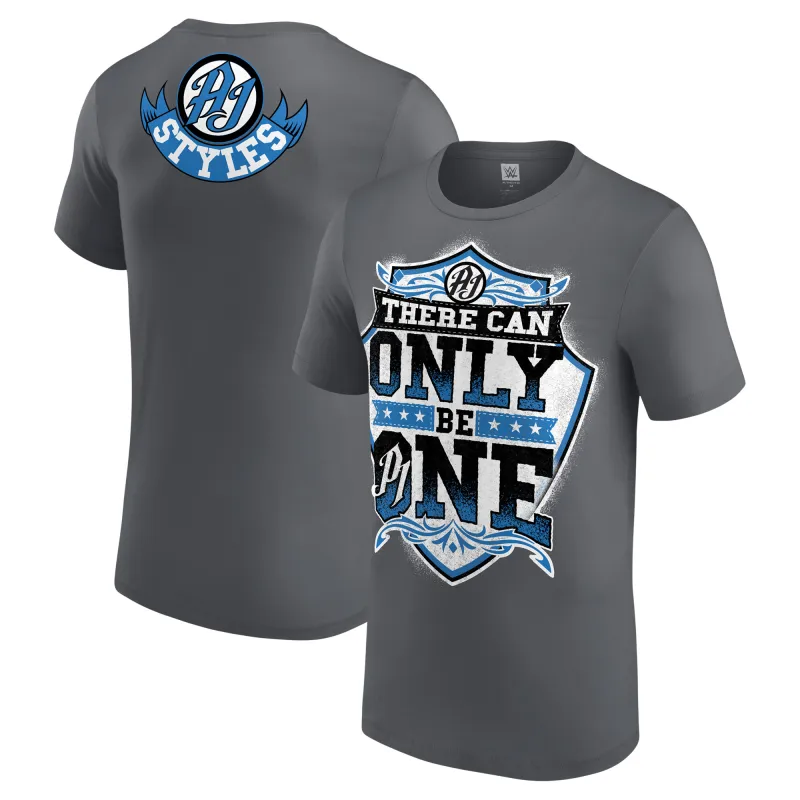 Men's Gray AJ Styles There Can Only Be One T-Shirt sold by WWE
