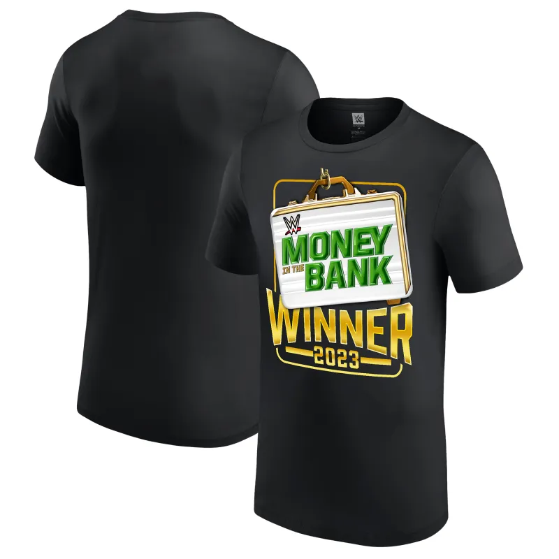 Men's Black 2023 Money in the Bank White Briefcase T-Shirt sold by WWE