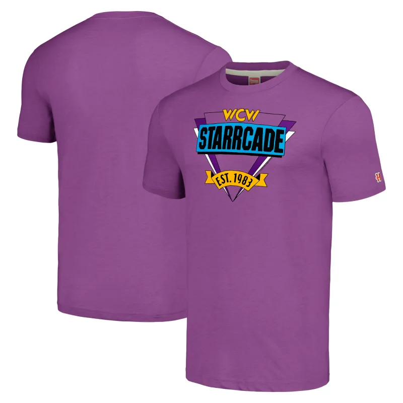 Men's Homage Heather Purple WCW Starrcade Retro Event Logo T-Shirt sold by WWE