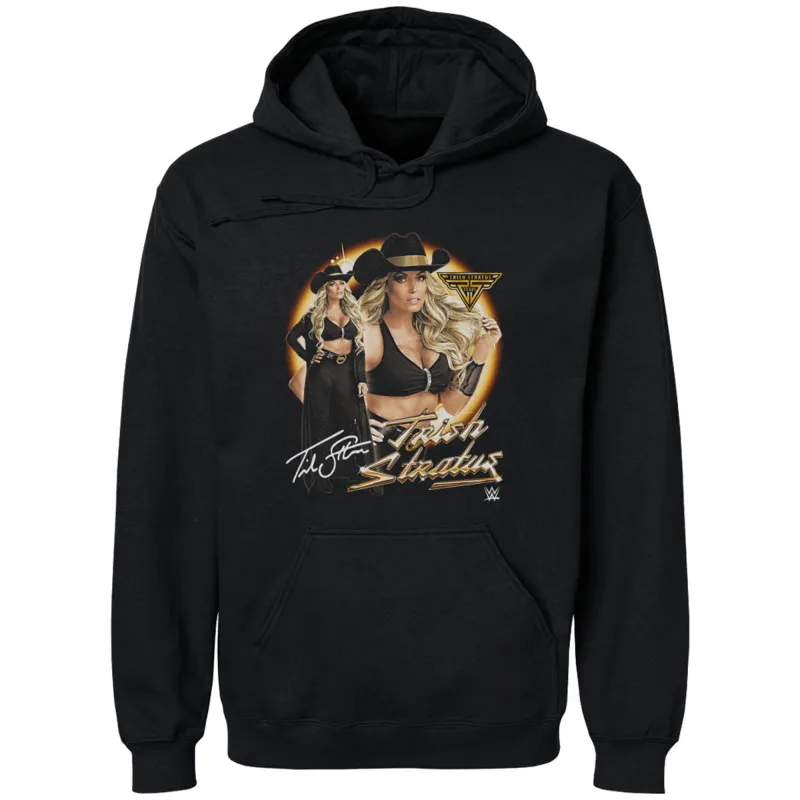 Men's 500 Level Black Trish Stratus 25th Anniversary Vintage Pullover Hoodie sold by WWE