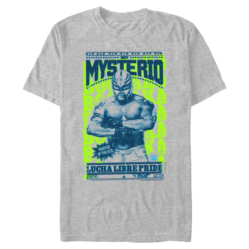 Men's Heather Gray Rey Mysterio Lucha Libre Pride T-Shirt made by MAD Engine