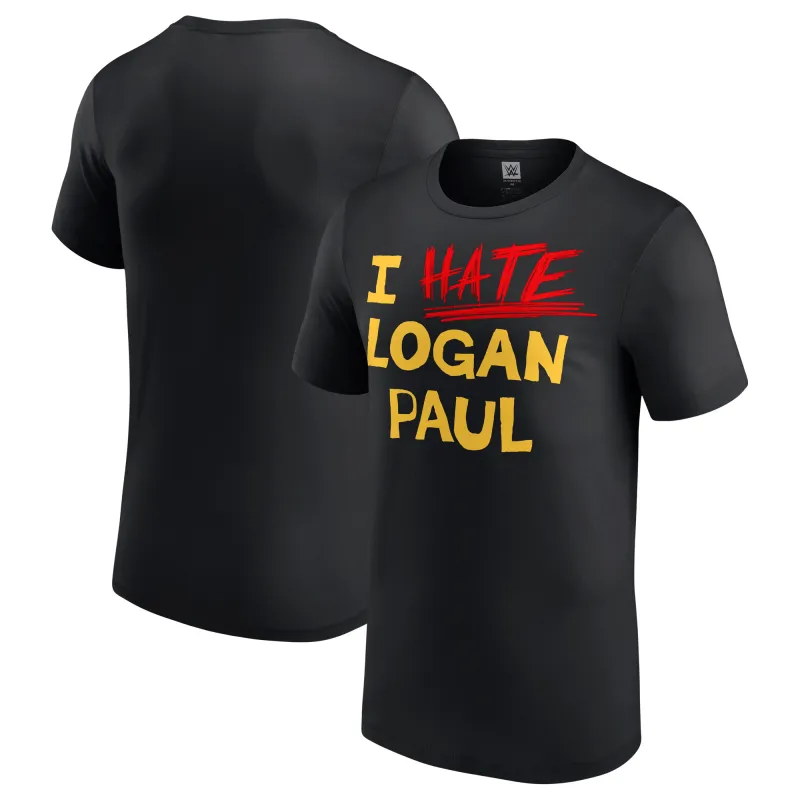 Men's Black Logan Paul I Hate Logan Paul T-Shirt sold by WWE
