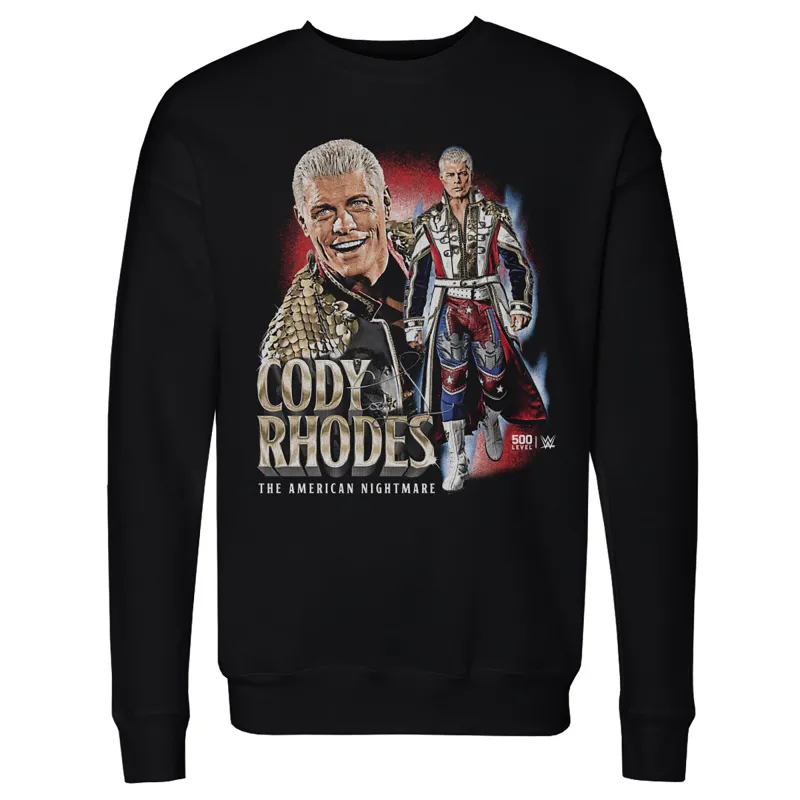Men's 500 Level Black Cody Rhodes American Nightmare Vintage Pullover Sweatshirt sold by WWE