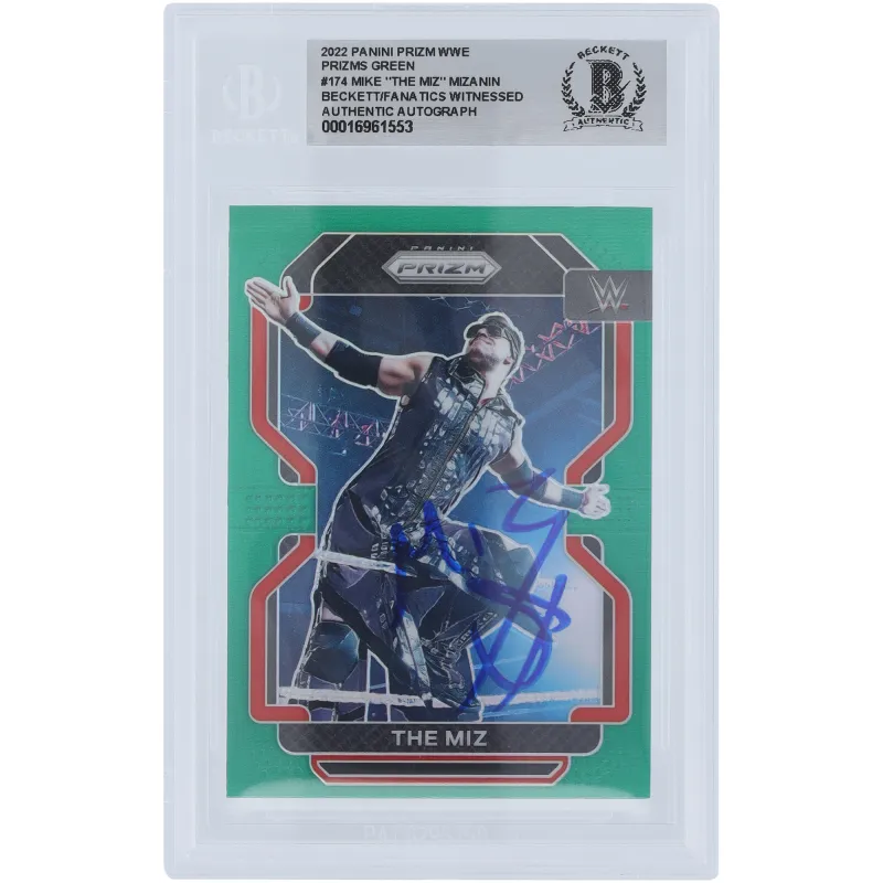 The Miz WWE Autographed 2022 Panini Prizm Green Prizm #174 Beckett Fanatics Witnessed Authenticated Card sold by WWE
