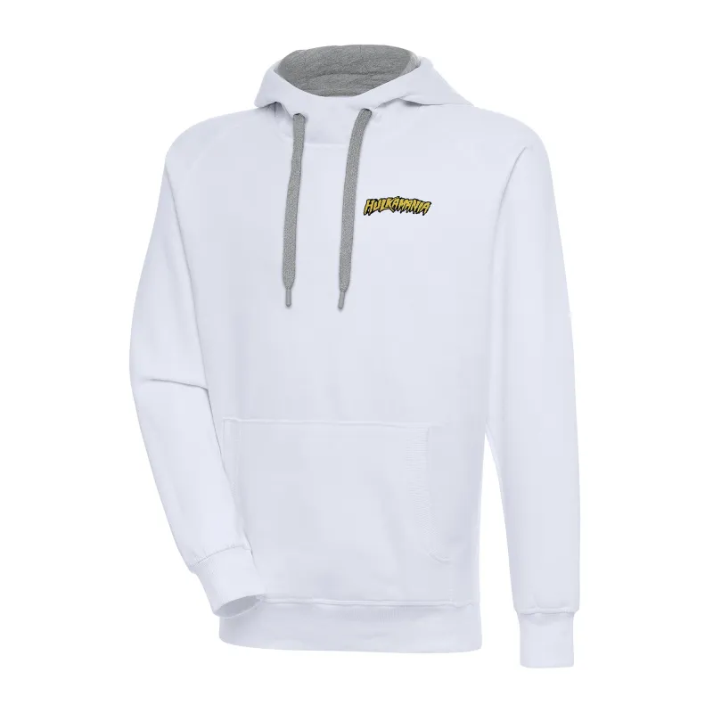 Men's Antigua White 2024 Hulk Hogan Victory Pullover Hoodie sold by WWE
