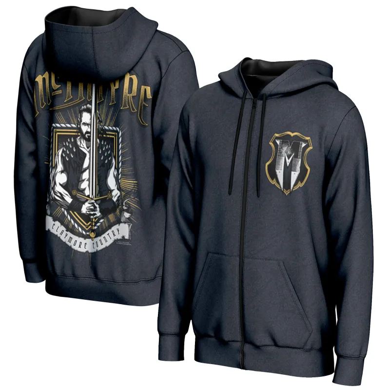 Men's ProSphere Charcoal Drew McIntyre Claymore Country Full-Zip Hoodie sold by WWE