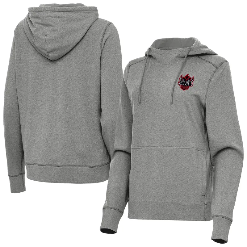 Women's Antigua Heather Gray Penta Justice Pullover Hoodie sold by WWE