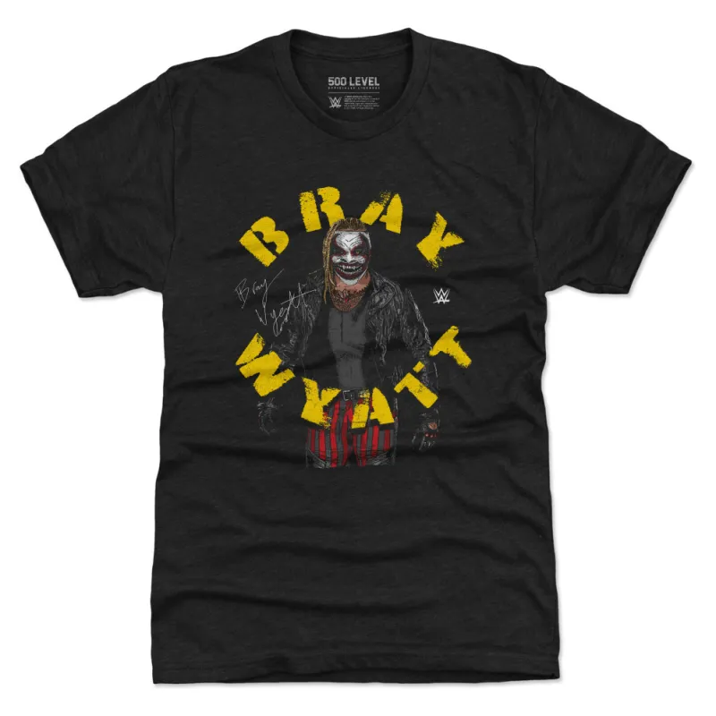 Men's 500 Level Heather Black Bray Wyatt Arch Name Premium Tri-Blend T-Shirt sold by WWE