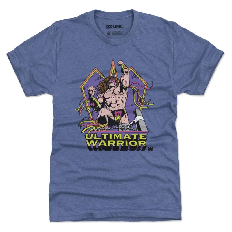 Men's 500 Level Heather Royal The Ultimate Warrior Retro Vector Tri-Blend T-Shirt sold by WWE