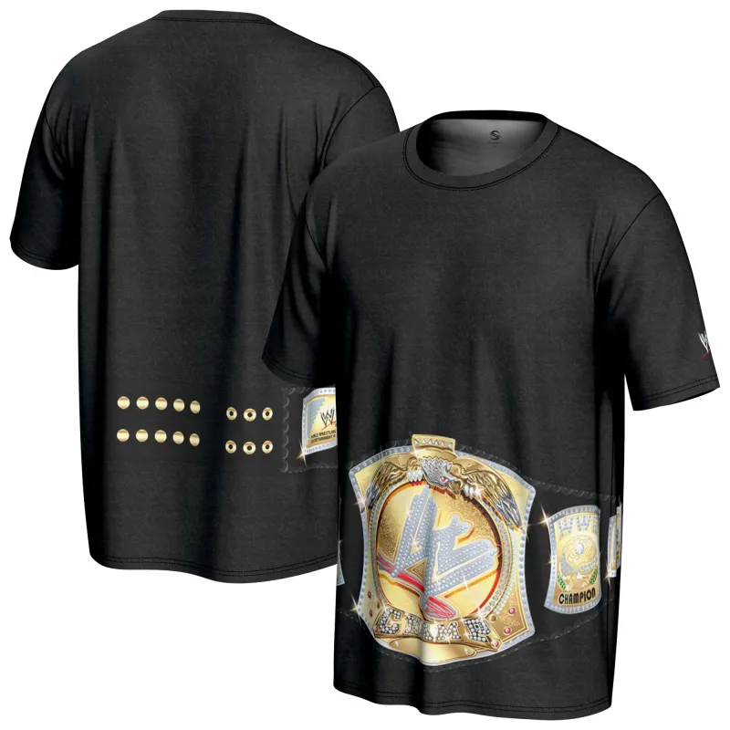 Men's ProSphere Black WWE Spinner Belt T-Shirt sold by WWE