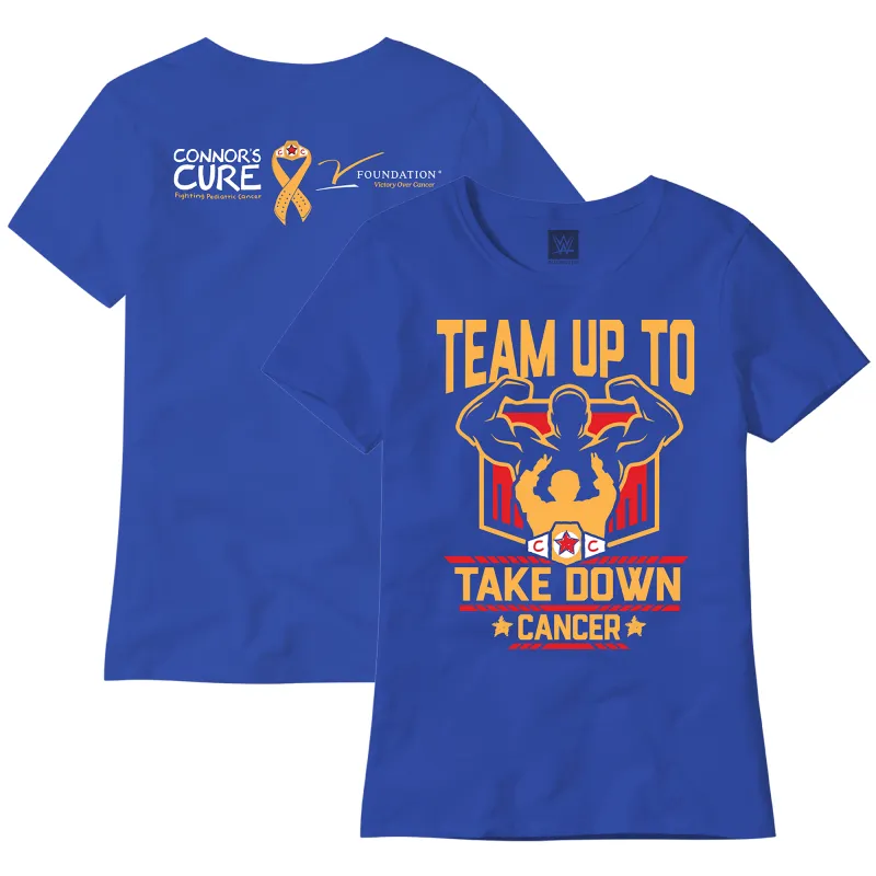 Women's Blue WWE Connor's Cure Team Up To Take Down Cancer T-Shirt made by WWE