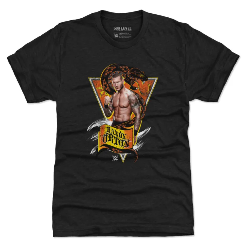 Men's 500 Level Heather Black Randy Orton Snake Flag Tri-Blend T-Shirt sold by WWE