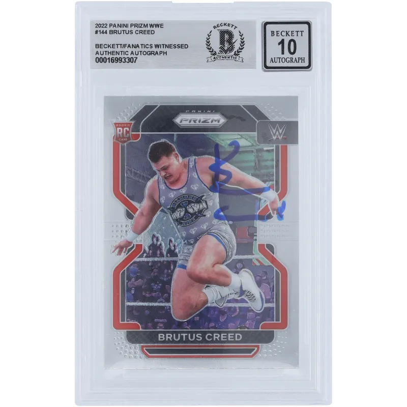 Brutus Creed WWE Autographed 2022 Panini Prizm #144 Beckett Fanatics Witnessed Authenticated 10 Rookie Card sold by WWE