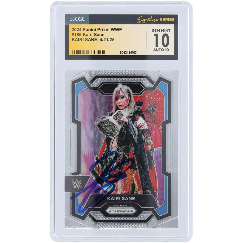 Kairi Sane WWE Autographed 2024 Panini Prizm #186 CGC Fanatics Witnessed Authenticated 10/10 Card made by WWE