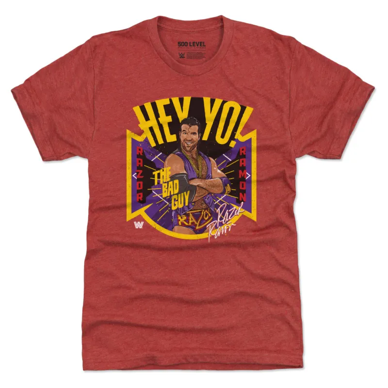 Men's 500 Level Heather Red Razor Ramon Hey Yo Premium Tri-Blend T-Shirt sold by WWE