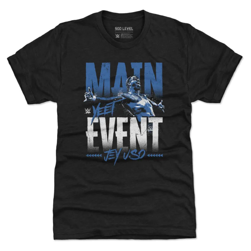 Men's 500 Level Heather Black Jey Uso Main Event Tri-Blend T-Shirt sold by WWE