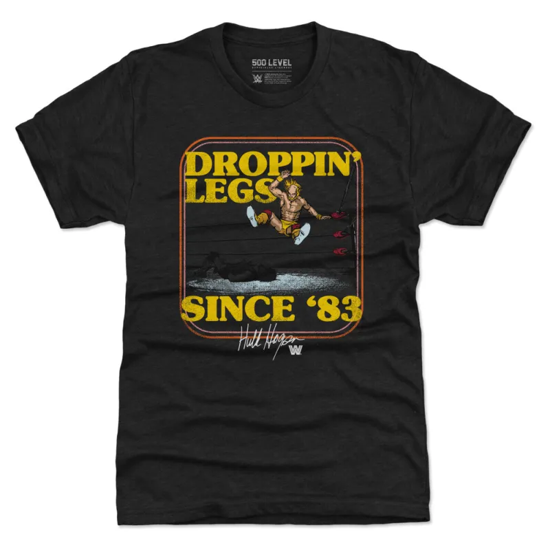 Men's 500 Level Heather Black Hulk Hogan Droppin' Legs Since '83 Tri-Blend T-Shirt made by 500 Level