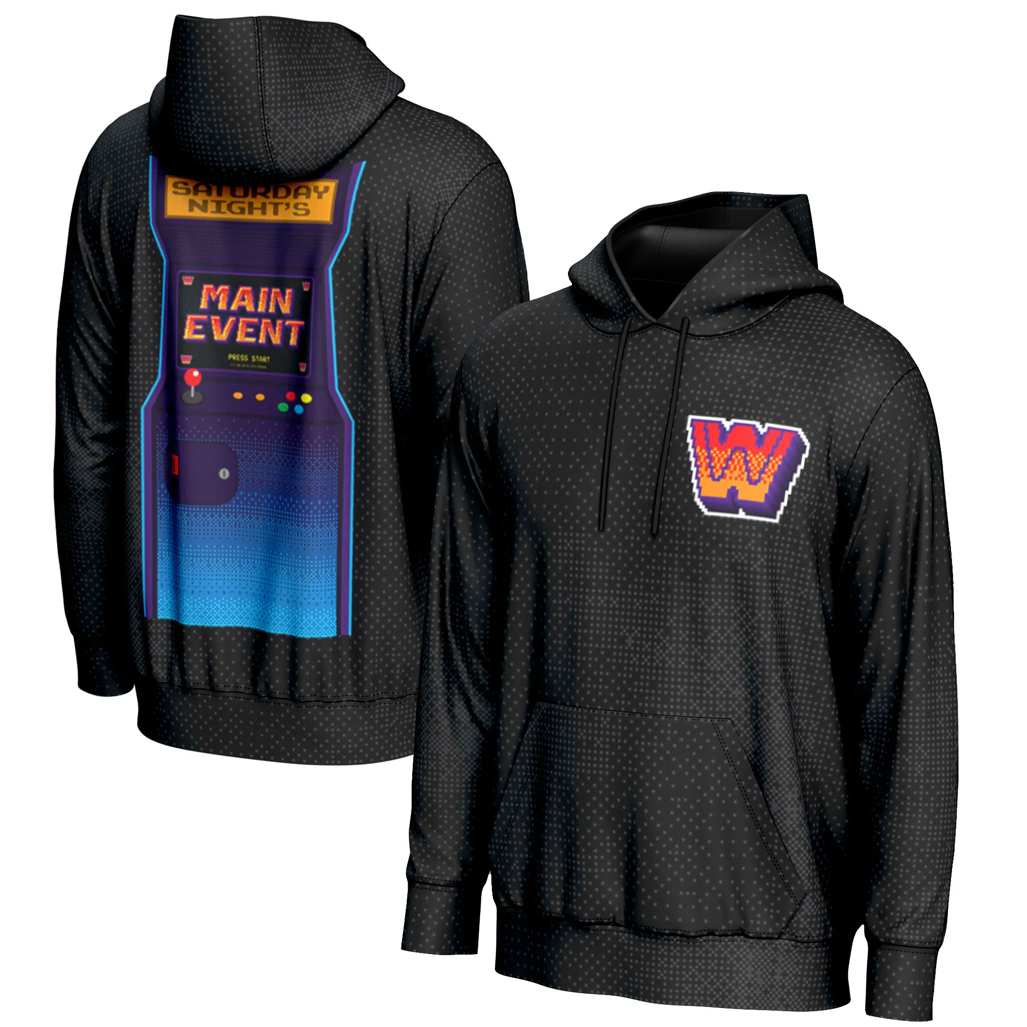 Men's ProSphere Black Saturday Night's Main Event Retro Pullover Hoodie sold by WWE