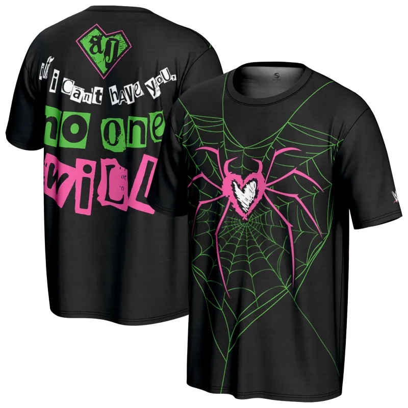 Men's ProSphere Black AJ Lee Spider T-Shirt sold by WWE