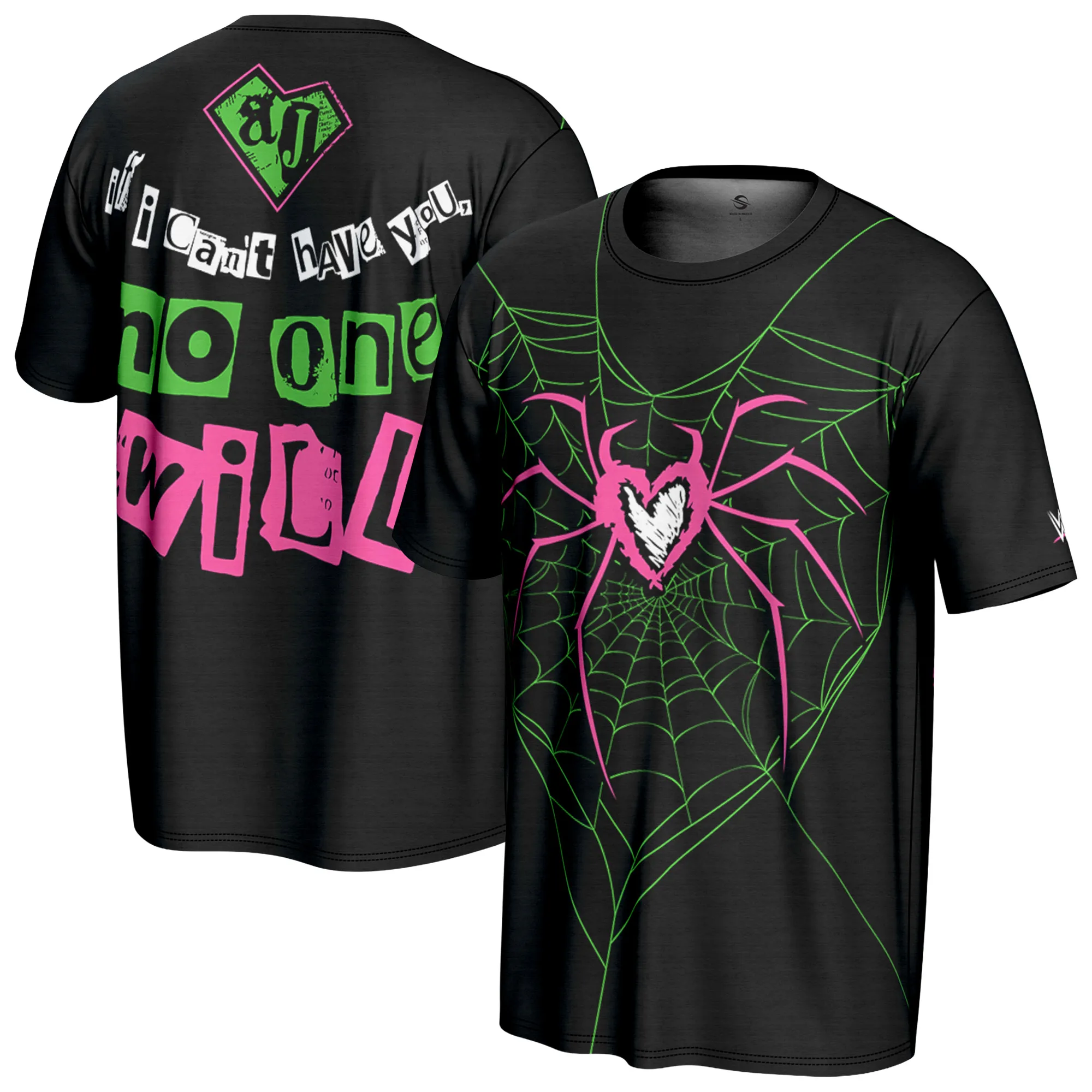 Men's ProSphere Black AJ Lee Spider T-Shirt sold by WWE