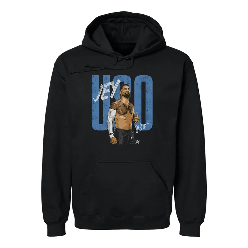 Men's 500 Level Black Jey Uso Pose Pullover Hoodie sold by WWE
