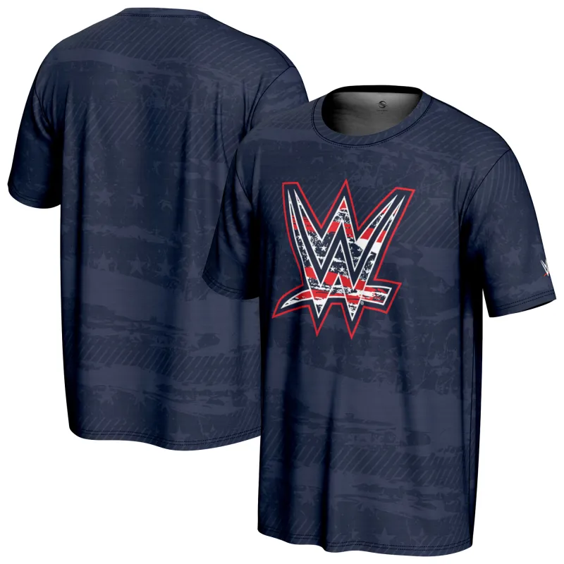 Men's ProSphere Navy WWE Logo Americana T-Shirt sold by WWE