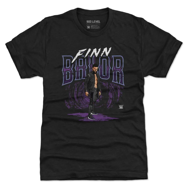 Men's 500 Level Heather Black Finn Bálor Superstar Name Tri-Blend T-Shirt sold by WWE