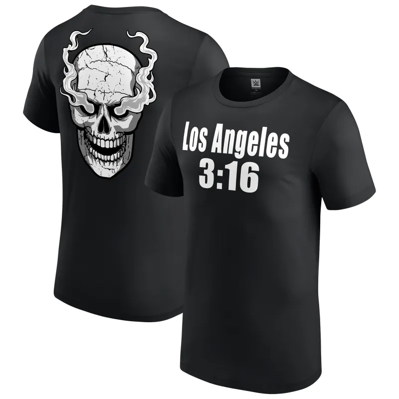 Men's Black "Stone Cold" Steve Austin Los Angeles 3:16 T-Shirt sold by WWE