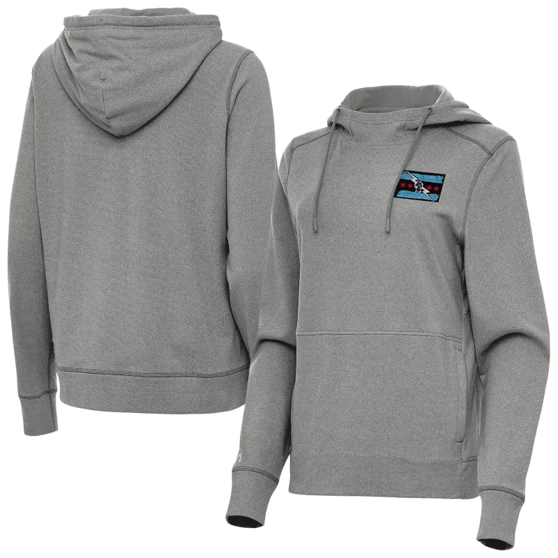 Women's Antigua Heather Charcoal CM Punk Justice Pullover Hoodie sold by WWE