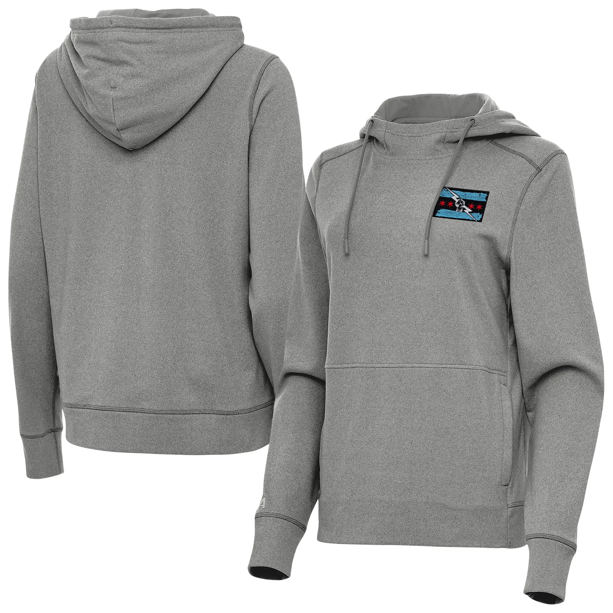 Women's Antigua Heather Charcoal CM Punk Justice Pullover Hoodie sold by WWE
