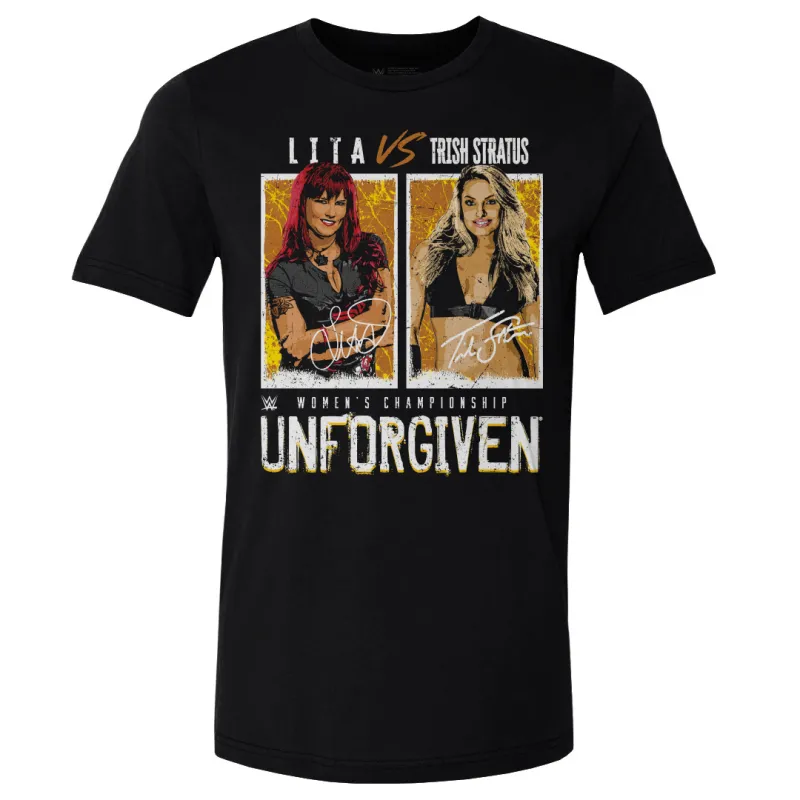 Men's 500 Level  Black Trish Stratus Vs. Lita Match T-Shirt sold by WWE