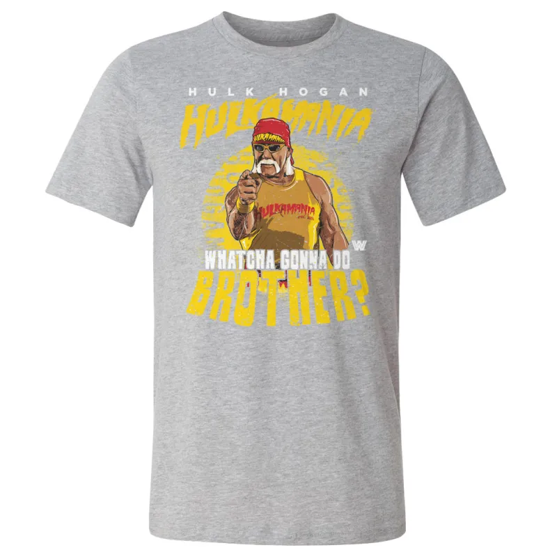 Men's 500 Level Heather Gray Hulk Hogan Whatcha Go Do Brother? T-Shirt sold by WWE