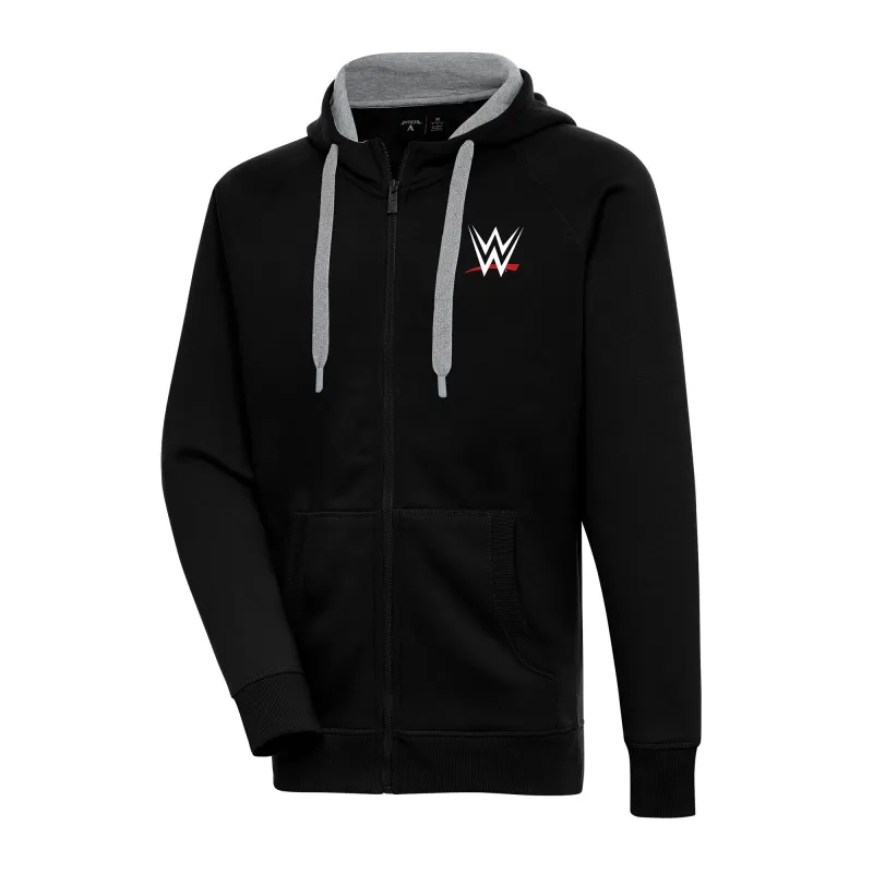 Men's Antigua Black WWE Victory Full-Zip Hoodie sold by WWE