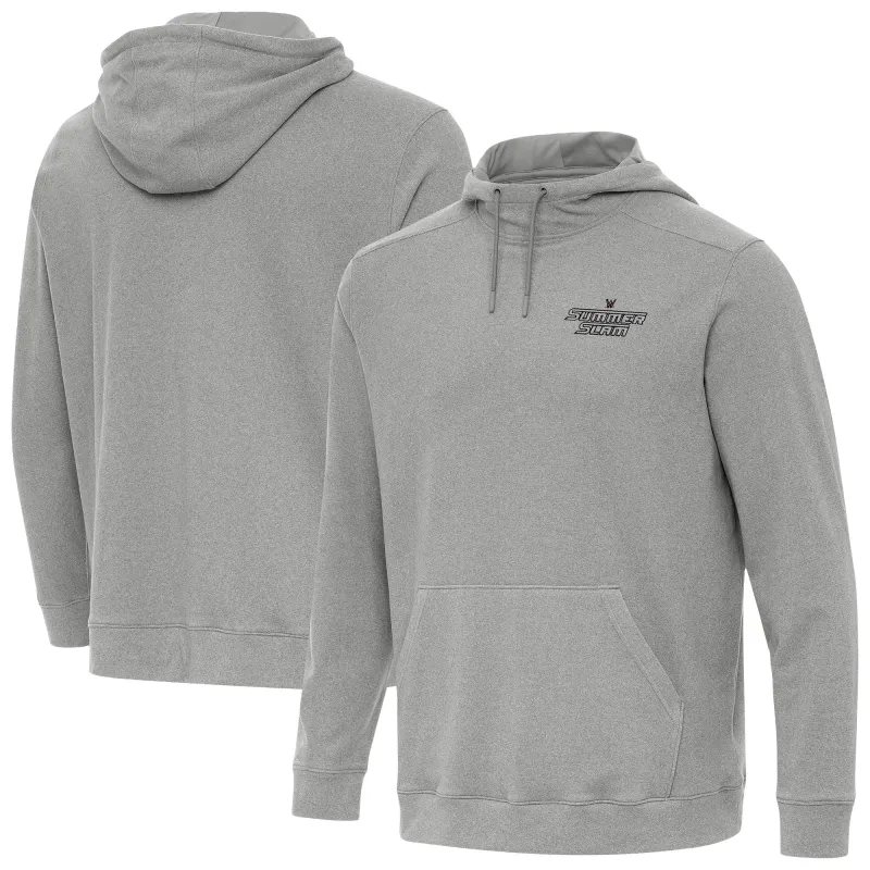 Men's Antigua Heather Gray SummerSlam Cloud Hoodie sold by WWE
