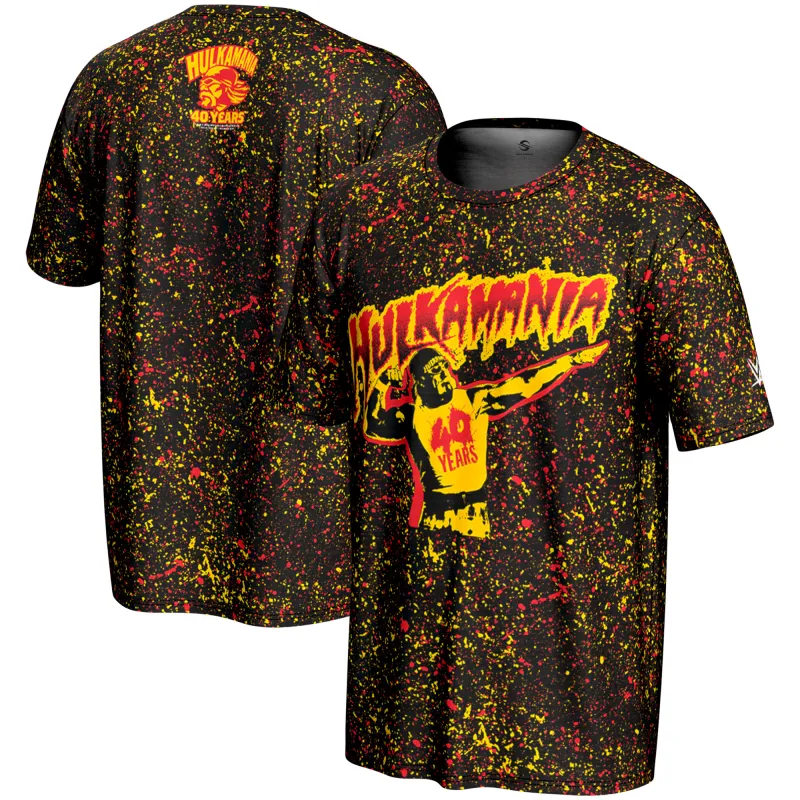 Men's ProSphere  Black Hulk Hogan 40 Years Hulkamania T-Shirt sold by WWE