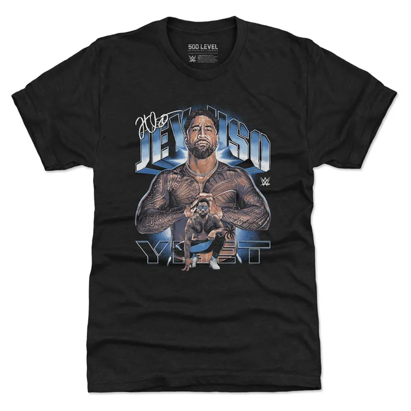 Men's 500 Level Heather Black Jey Uso Vintage Superstar Tri-Blend T-Shirt sold by WWE