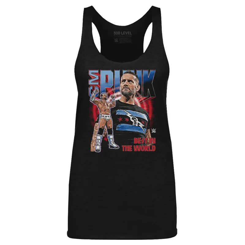 Women's 500 Level Heather Black CM Punk Vintage Superstar Tri-Blend Tank Top sold by WWE
