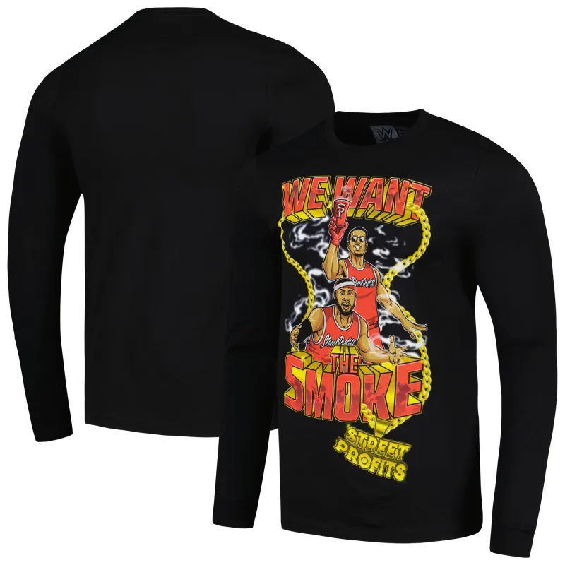 Men's Black Street Profits We Want The Smoke Long Sleeve T-Shirt sold by WWE
