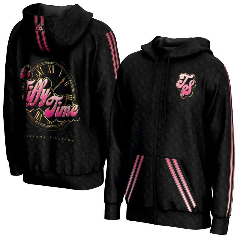 Men's ProSphere Black Tiffany Stratton Tiffy Time Full-Zip Hoodie sold by WWE