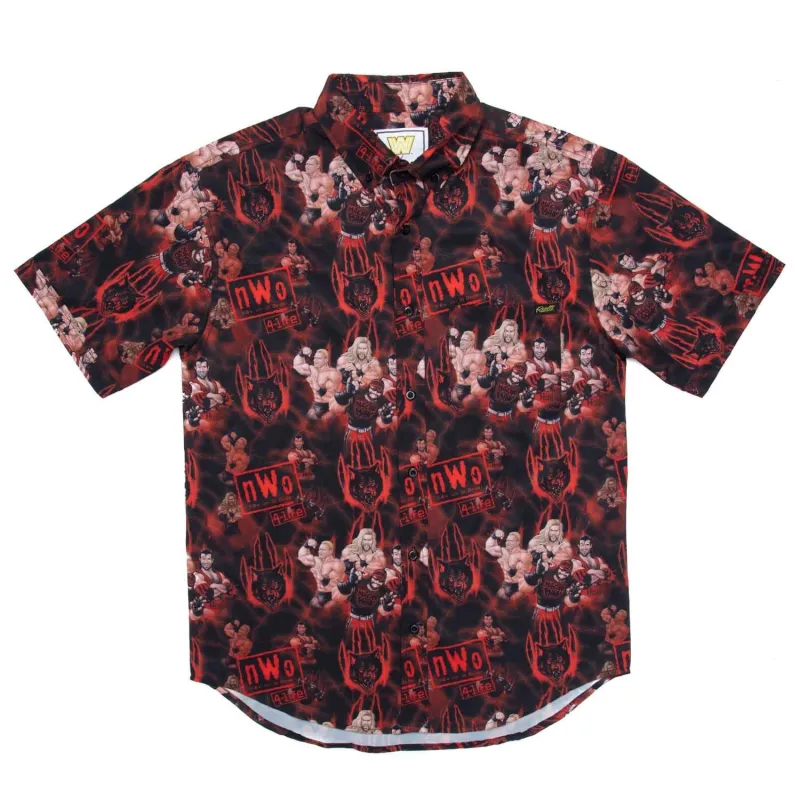 Men's Black/Red nWo Wolfpac Button-Down Shirt sold by WWE