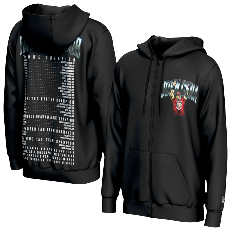 Men's ProSphere Black John Cena Farewell Tour 2025 Full-Zip Hoodie sold by WWE