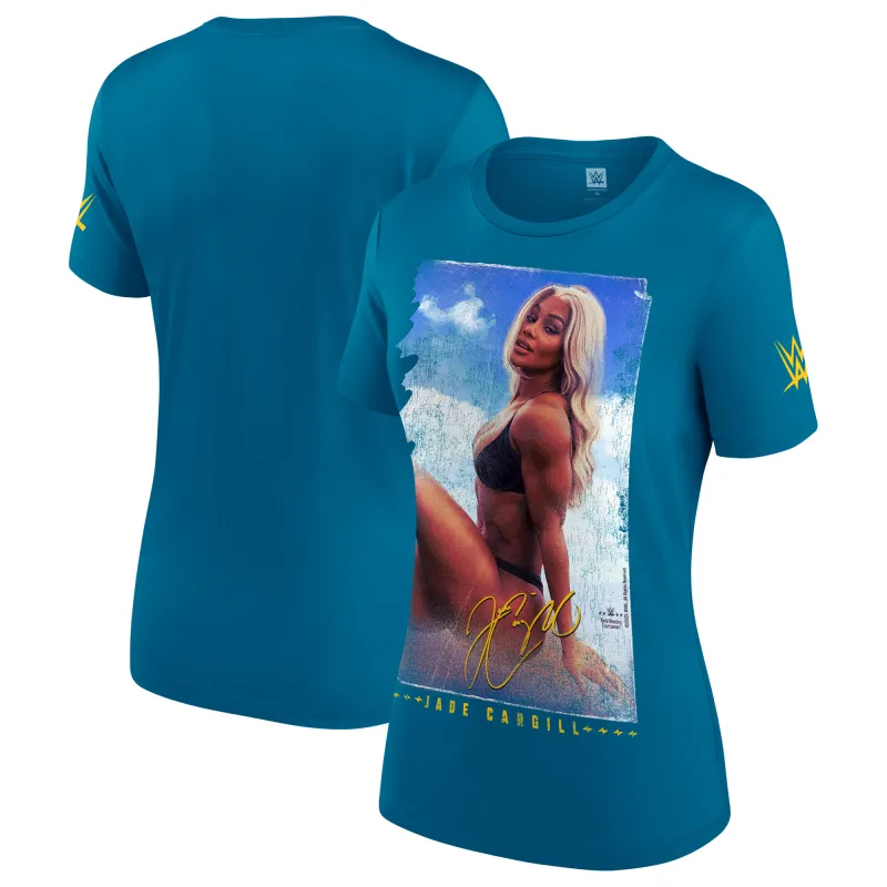 Women's Teal Jade Cargill Beach Photo T-Shirt sold by WWE