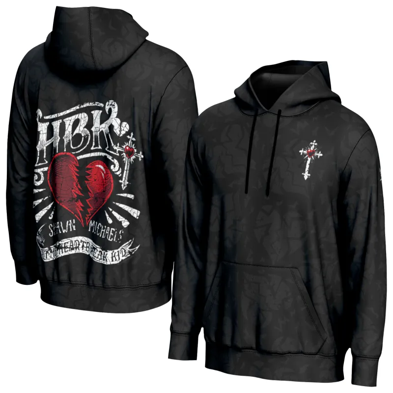 Men's ProSphere Black Shawn Michaels Heartbreak Kid Pullover Hoodie sold by WWE
