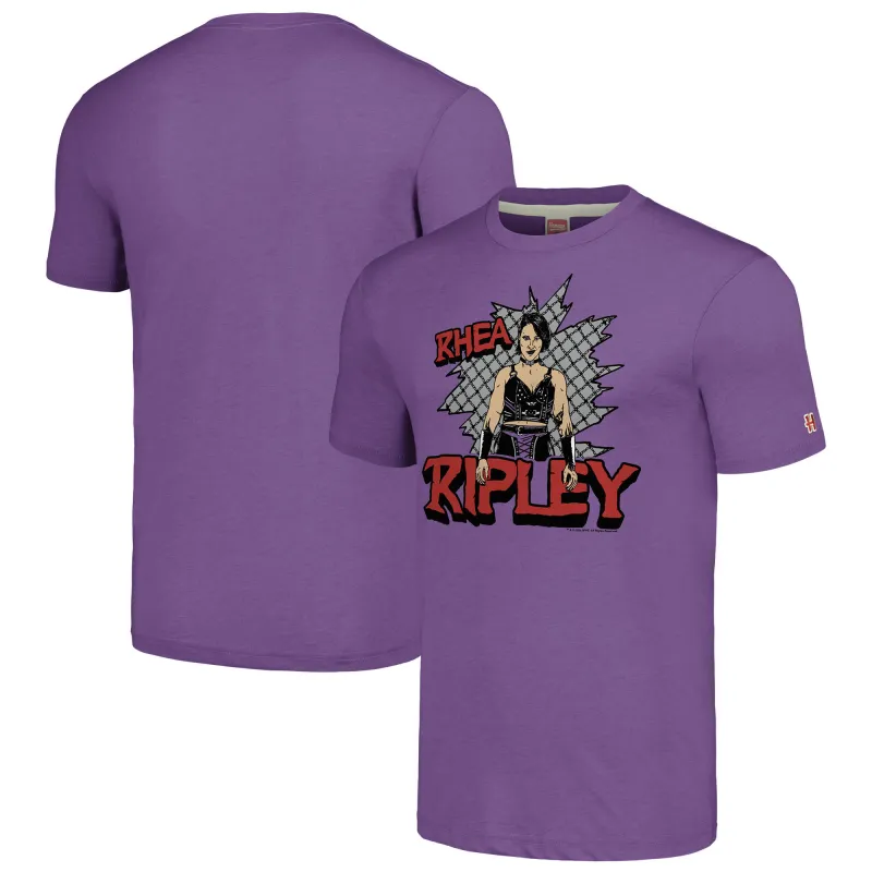 Men's Homage Heather Purple Rhea Ripley Superstar Tri-Blend T-Shirt sold by WWE