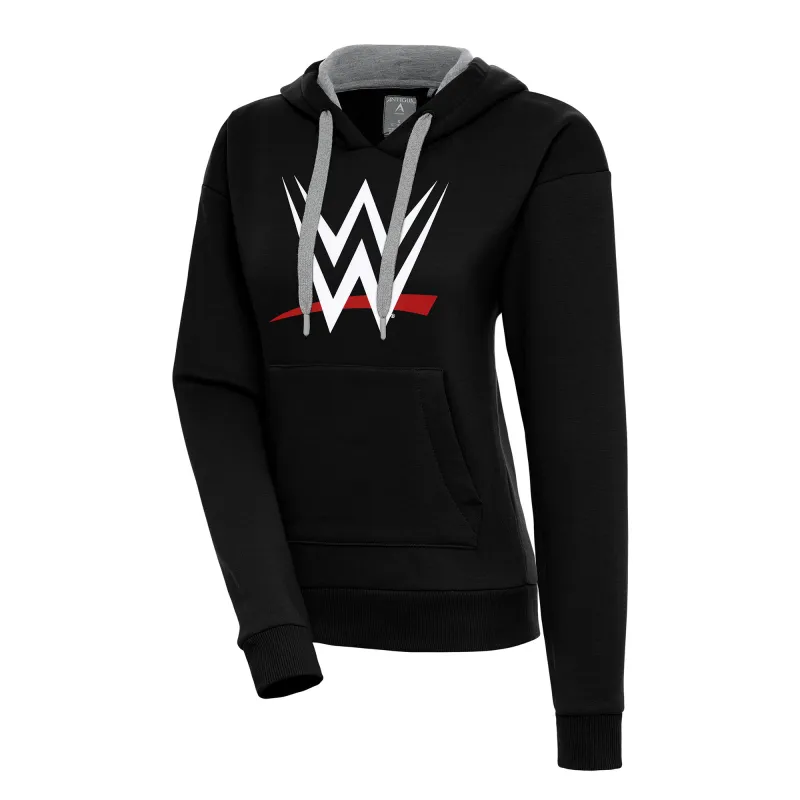 Women's Antigua Black WWE Victory Pullover Hoodie sold by WWE